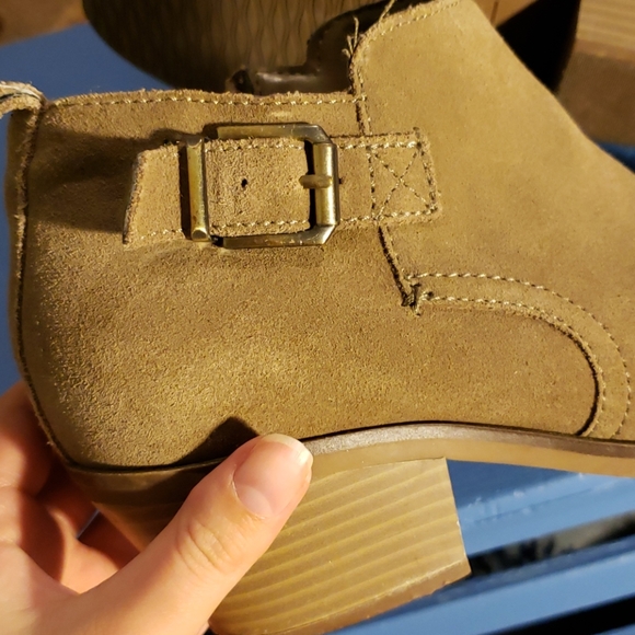 Sonoma Brown Suede Heeles Booties with Buckle - Picture 2 of 8